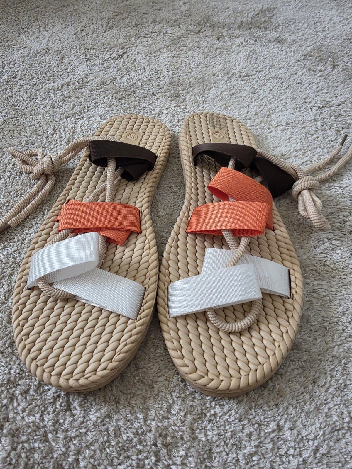 Rope sandals with ribbon bows size 43