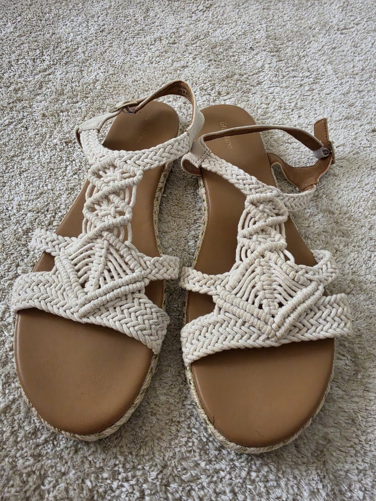 Graceland cream macrame sandals size 44