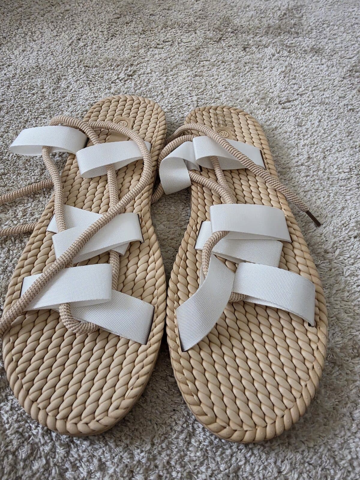 Rope sandals with white bows size 43