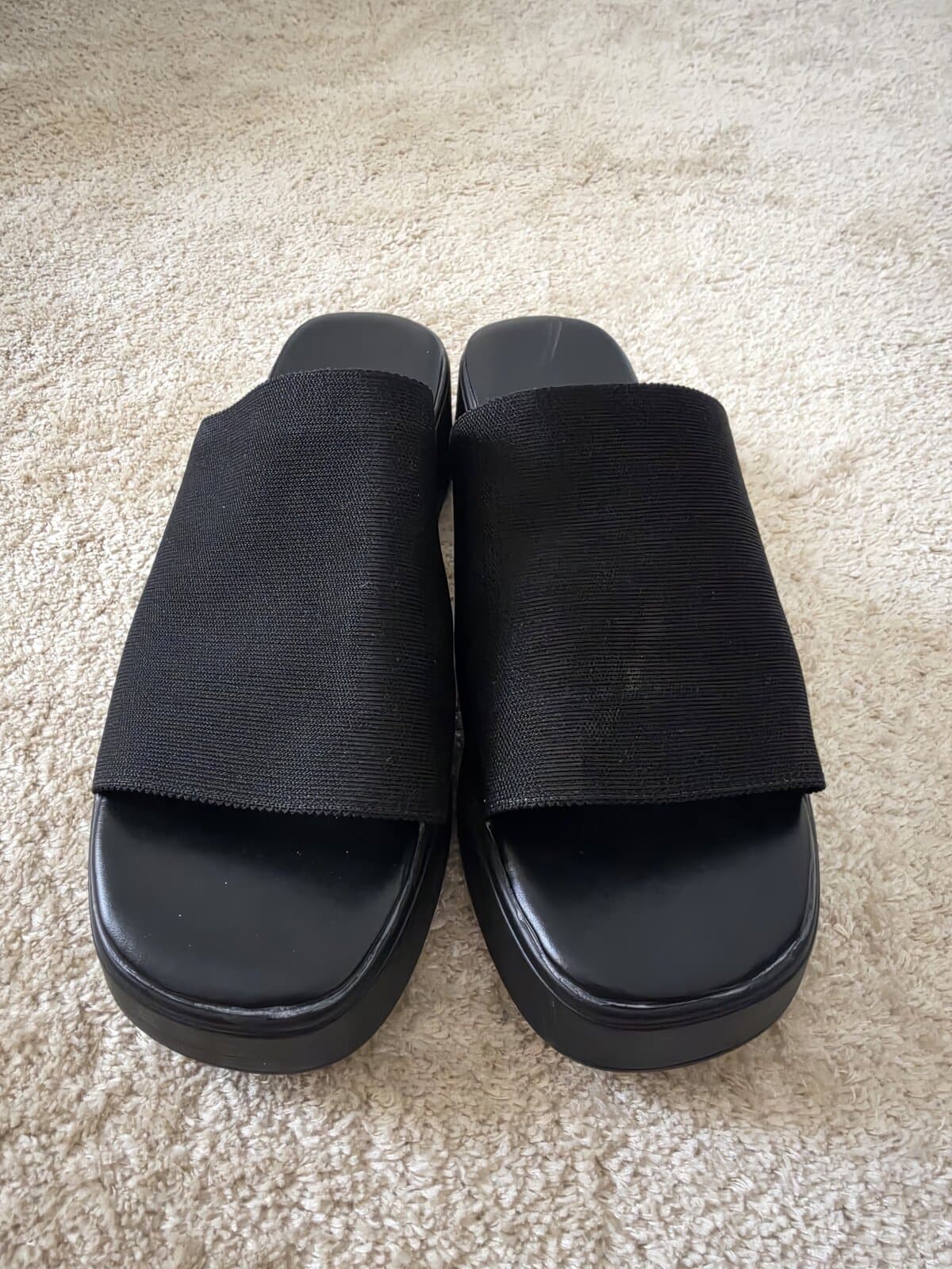 Black platform slides size 44
