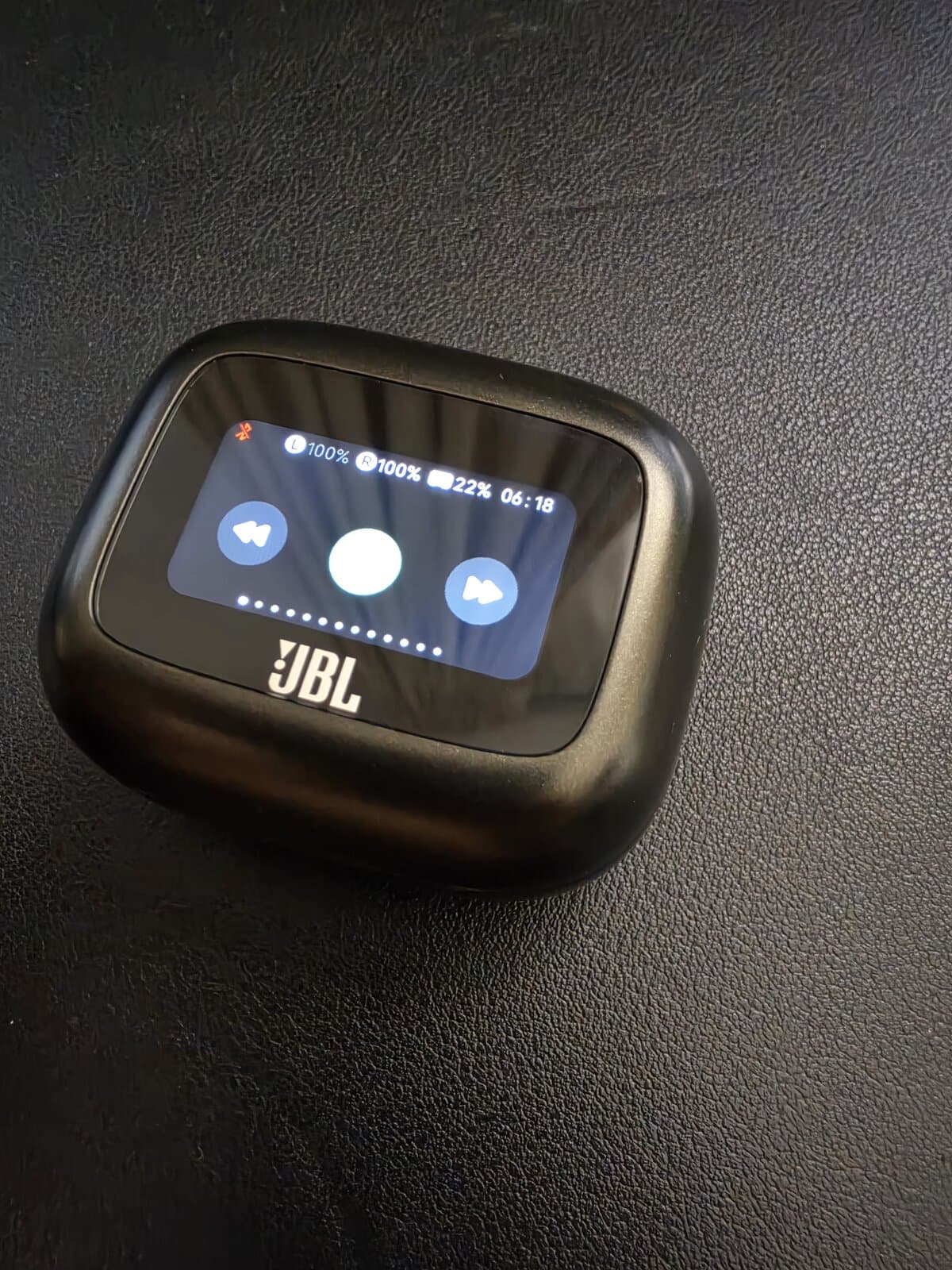 JBL Live Beam 3 wireless earbuds with smart touchscreen case