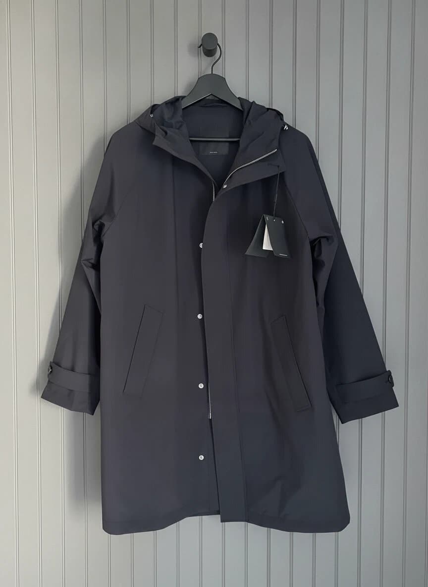 Massimo Dutti long black parka with hood L